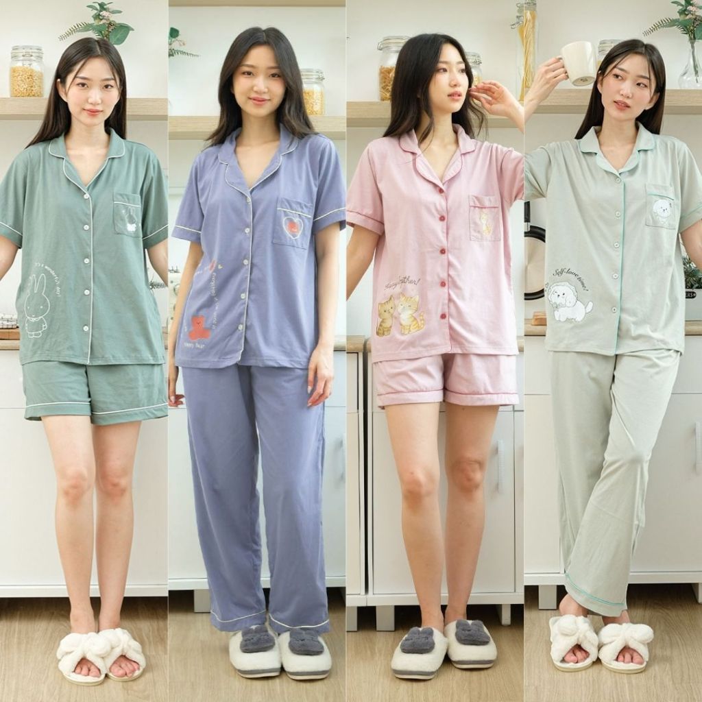 Cielyn - Mitzy Collection  Cotton T-shirt Piyama Wanita Dewasa Set